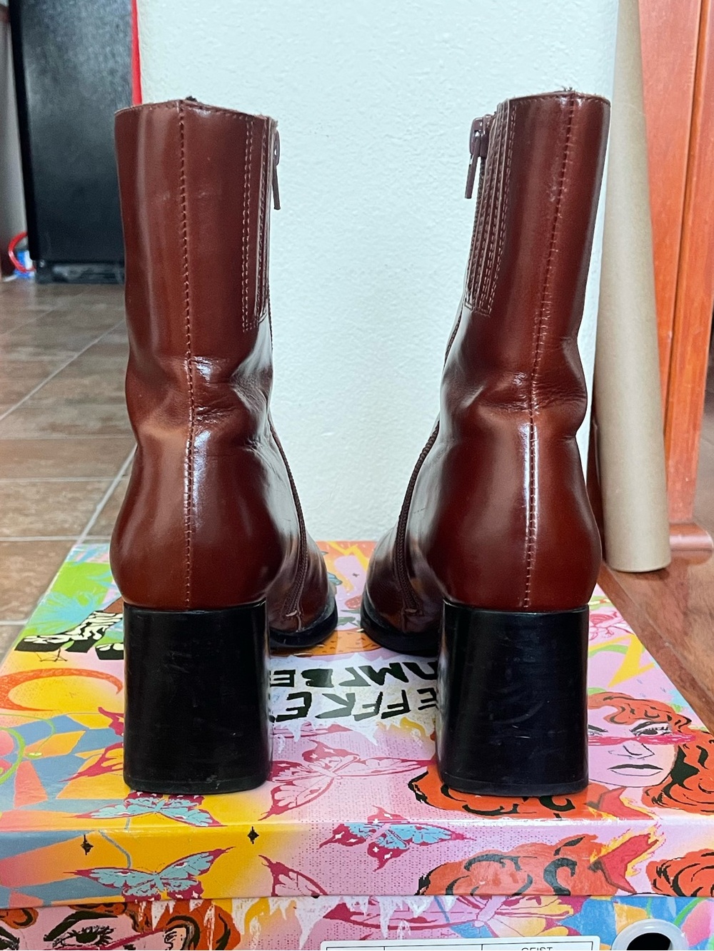 Jeffrey Campbell Burgandy/Brown Geist Mid Calf Boots - Picture 6 of 8